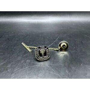 Carry the Light Olympic Tie Tack Pin Black Gold Tone Vintage